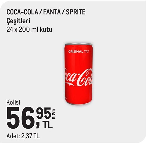 Coca Cola/Fanta/Sprite Çeşitleri 24x200 ml kutu image