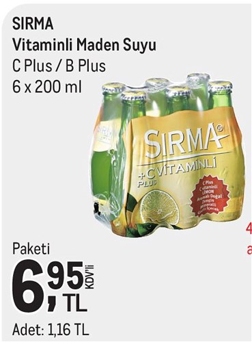 Sırma Vitaminli Maden Suyu C Plus / B Plus 6x200 ml image