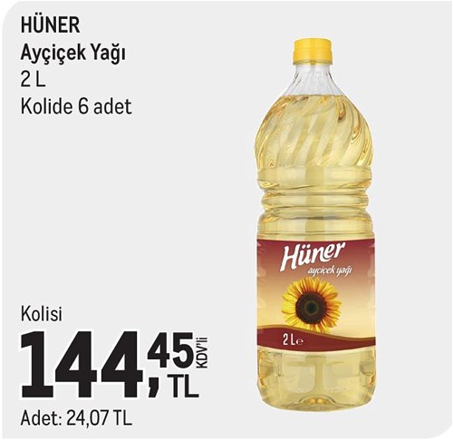 Hüner Ayçiçek Yağı 2 l Kolide 6 Adet image