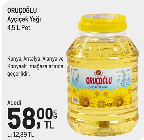 Oruçoğlu Ayçiçek Yağı 4,5 l Pet image