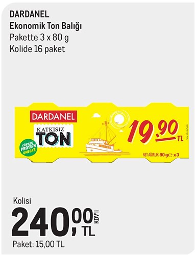 Dardanel Ekonomik Ton Balığı 3x80 G Kolide 16 Paket İndirimde Market 