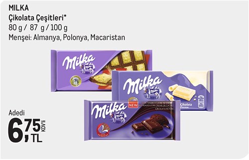 Milka Çikolata Çeşitleri 80 g/87 g/100 g image