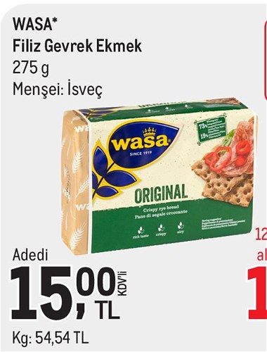 Wasa Filiz Gevrek Ekmek 275 g image