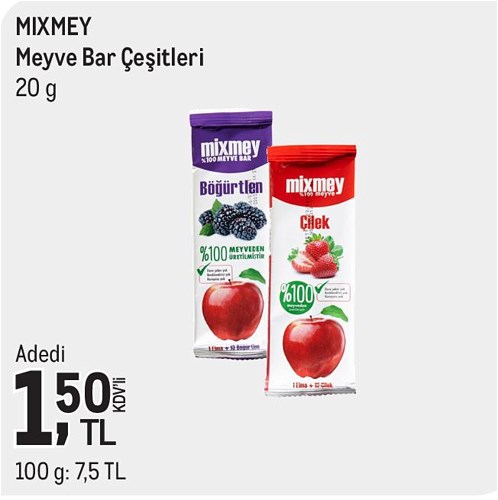 Mixmey Meyve Bar Çeşitleri 20 g image