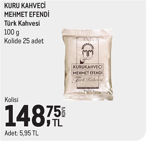 Kurukahveci Mehmet Efendi Türk Kahvesi 100 g Kolide 25 Adet image