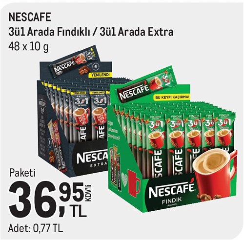 Nescafe 3ü1 Arada Fındıklı/3ü1 Arada Extra 48x10 g image