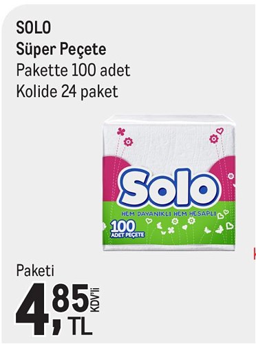 Solo Süper Peçete Pakette 100 Adet image