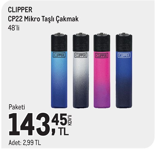 Clipper CP12 Yuvarlak Taşlı Çakmak 48'li image