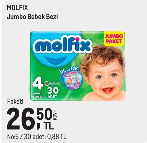 Molfix Jumbo Bebek Bezi No:5 30 Adet image