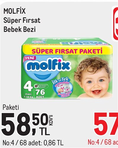 Molfix Süper Fırsat Bebek Bezi No:4 68 Adet image