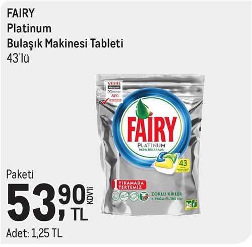 Fairy Platinum Bulaşık Makinesi Tableti 43'lü image