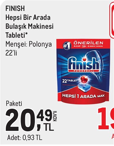 Finish Hepsi Bir Arada Bulaşık Makinesi Tableti 22'li image