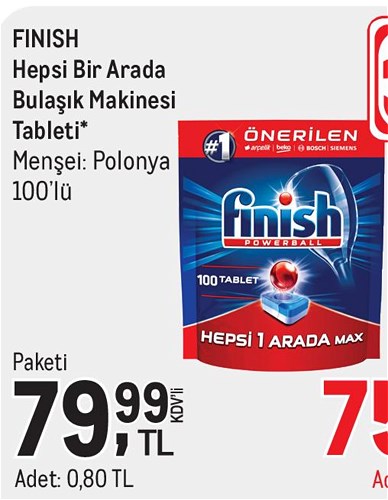 Finish Hepsi Bir Arada Bulaşık Makinesi Tableti 100'lü image