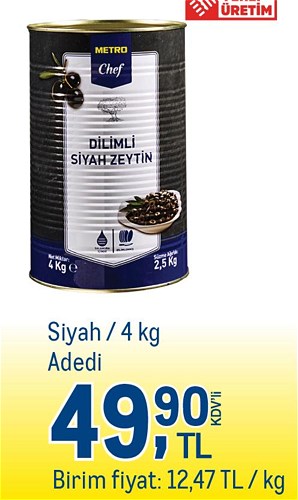 Metro Chef Dilimli Siyah Zeytin 4 kg image