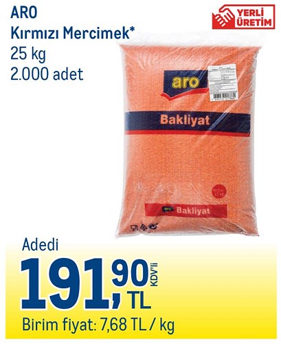 Aro Kırmızı Mercimek 25 kg image