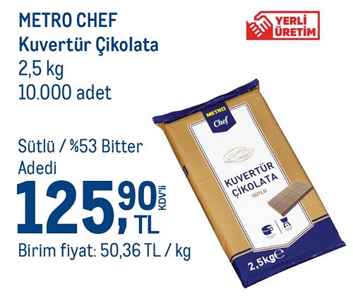 Metro Chef Kuvertür Sütlü Çikolata 2,5 kg image