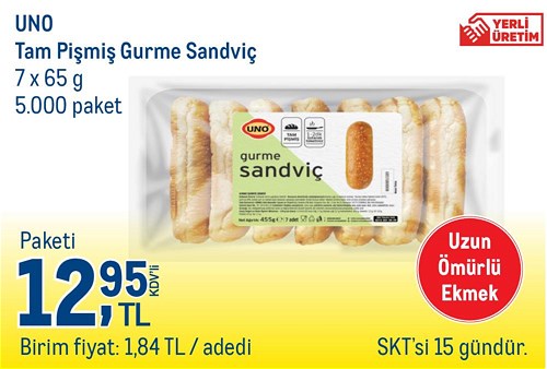 Uno Tam Pişmiş Gurme Sandviç 7x65 g image