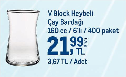 Paşabahçe V Block Heybeli Çay Bardağı 160 cc 6'lı image