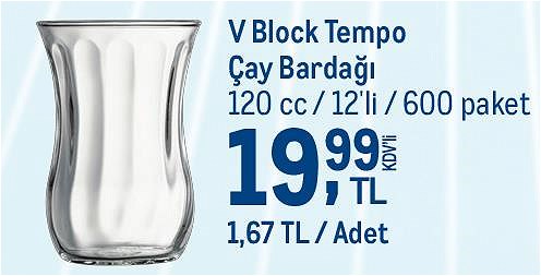 Paşabahçe V Block Tempo Çay Bardağı 120 cc 12'li image