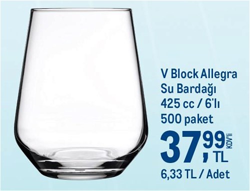 Paşabahçe V Block Allegra Su Bardağı 425 cc 6'lı image