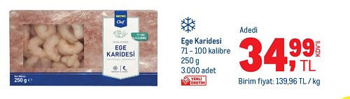 Metro Chef Ege Karidesi 71 - 100 kalibre 250 g image