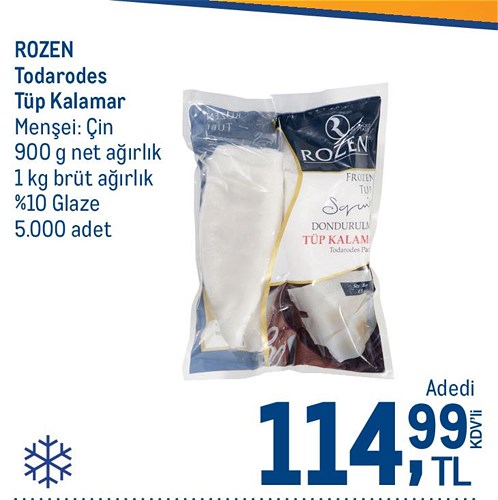 Rozen Todaroles Tüp Kalamar 900 g Net Ağırlık 1 kg Brüt Ağırlık %10 Glaze image