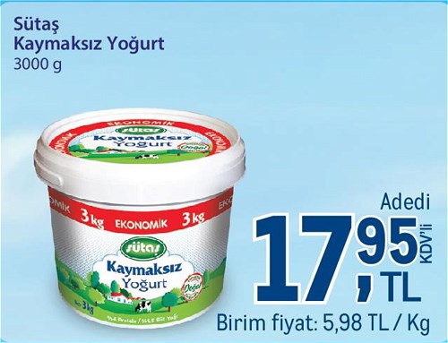 Sütaş Kaymaksız Yoğurt 3000 g image