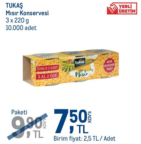 Tukaş Mısır Konservesi 3 x 220 g image