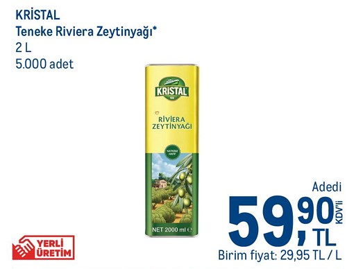 Kristal Teneke Riviera Zeytinyağı 2 L image