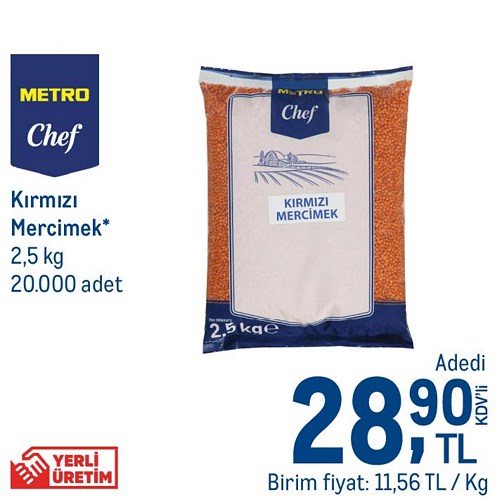 Metro Chef Kırmızı Mercimek 2,5 kg image