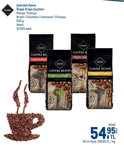 Rioba Çekirdek Kahve Single Origin Çeşitleri 500 g image