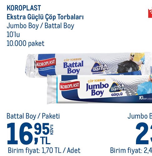 Koroplast Ekstra Güçlü Çöp Torbaları 10'lu Battal Boy image