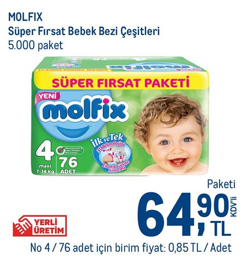 Molfix Süper Fırsat Bebek Bezi No:4 76 Adet image