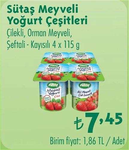 Sütaş Meyveli Yoğurt Çeşitleri 4x115 g image