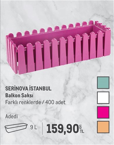 Serinova İstanbul Balkon Saksısı 9 L image