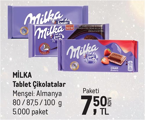 Milka Tablet Çikolatalar 80/87,5/100 g image