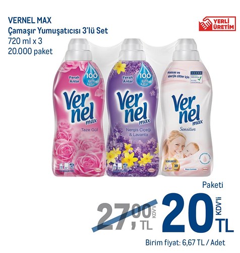 Vernel Max Çamaşır Yumuşatıcısı 3'lü Set 720 mlx3 image