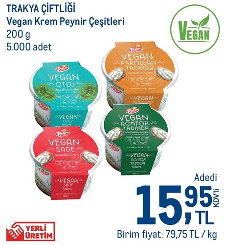 Trakya Çiftliği Vegan Krem Peynir Çeşitleri 200 g image