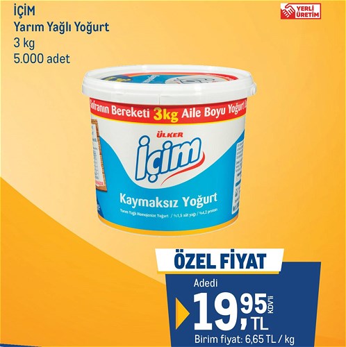 İçim Yarım Yağlı Yoğurt 3 kg image