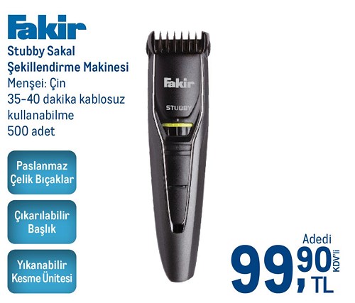 Fakir Stubby Sakal Şekillendirme Makinesi image