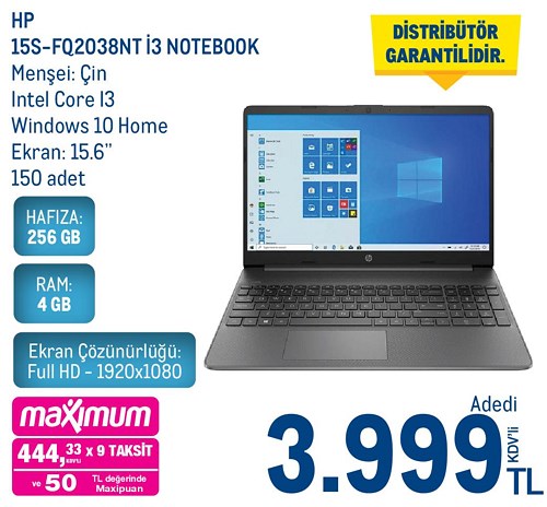 Hp 15S-FQ2038NT İ3 256 GB Notebook image