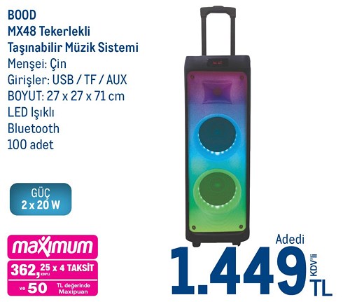 Bood MX48 Tekerlekli Taşınabilir Müzik Sistemi image