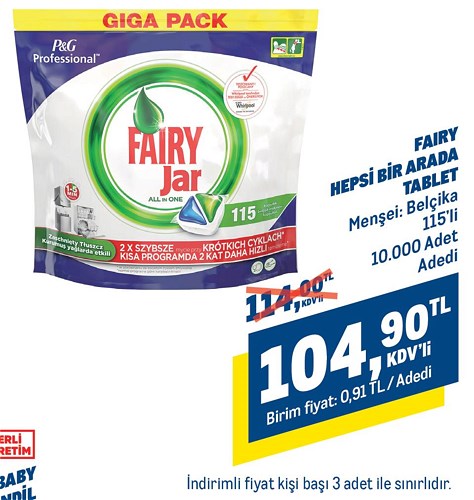 Fairy Hepsi Bir Arada Tablet 115'li image