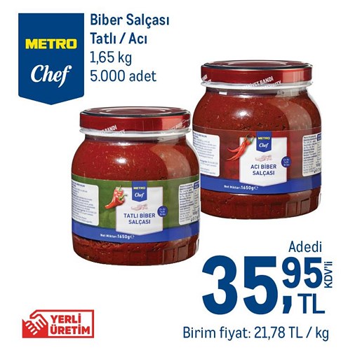 Metro Chef Biber Salçası Tatlı/Acı 1.65 kg image