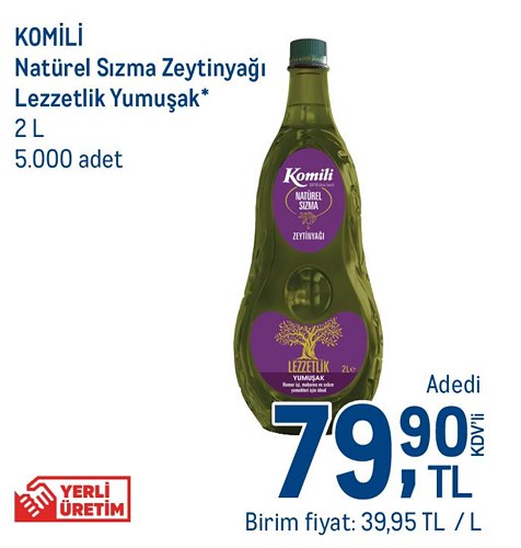 Komili Natürel Sızma Zeytinyağı Lezzetlik Yumuşak 2 L image