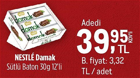 Nestle Damak Sütlü Baton 30g 12'li image