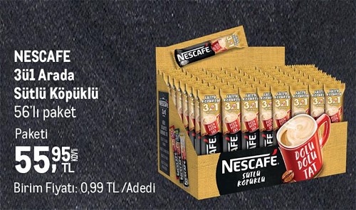 Nescafe 3ü1 Arada Sütlü Köpüklü 56'lı Paket image
