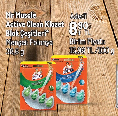 Mr Muscle Active Clean Klozet blok Çeşitleri 38,6 g image