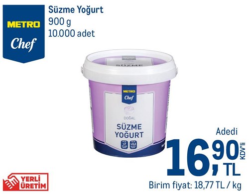 Metro Chef Süzme Yoğurt 900 g image