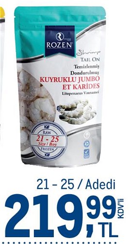 Rozen Kuyruklu Et Karides %20 Glaze Net 800 g Brüt 1000 g 21-25 Adet image